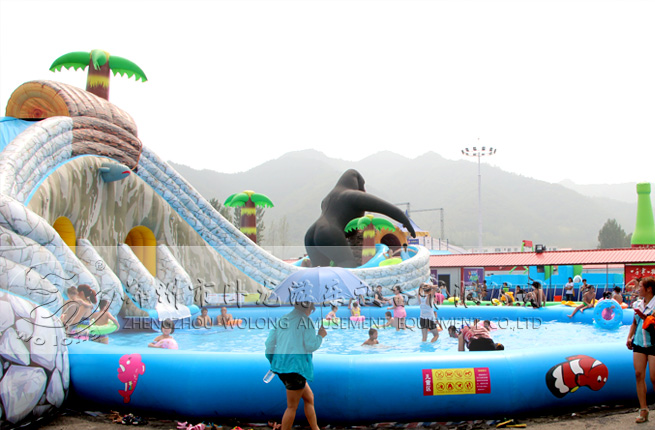 叢林探險(xiǎn)大猩猩主題樂(lè)園大型充氣水滑梯夏季水樂(lè)園主打產(chǎn)品