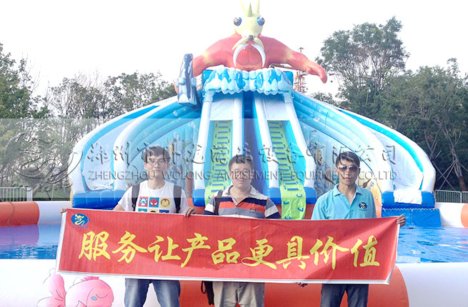 怪獸來(lái)襲水滑梯夏季水樂(lè)園經(jīng)營(yíng)新款趣味充氣水滑梯